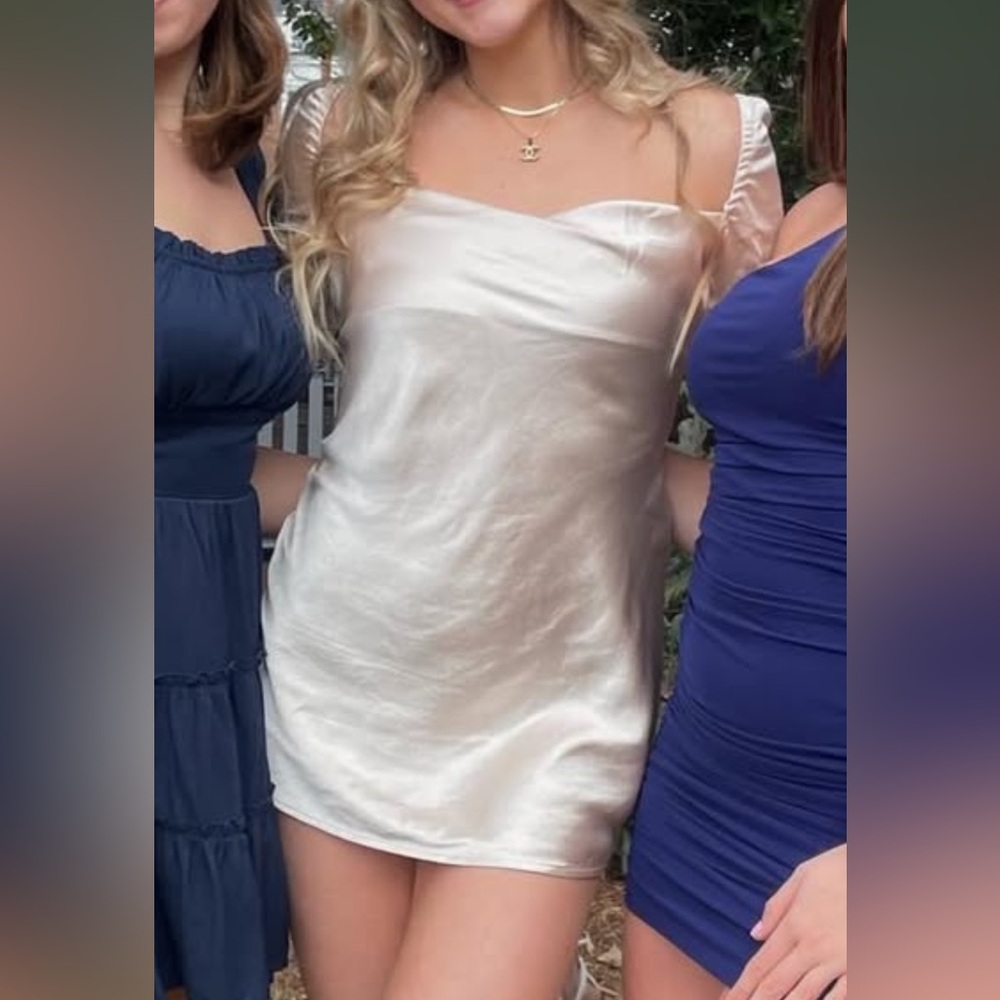 Princess Polly Cream Satin Dress